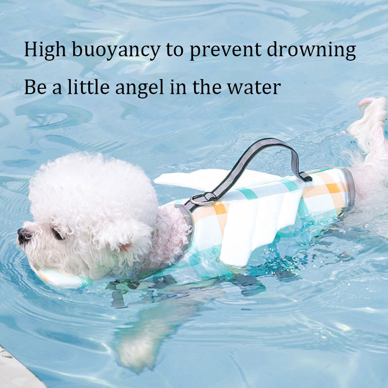 Life Jacket Buoyancy - Geruite hondenreddingsvest met hoge drijfvermogen, puppy